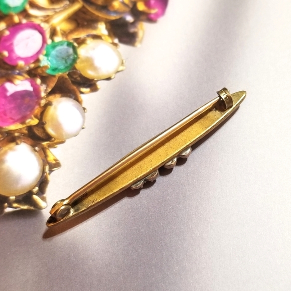 10kt TOP 1910s George L. Paine Bohemian Garnet Persian Turquoise Brooch - Picture 6 of 8